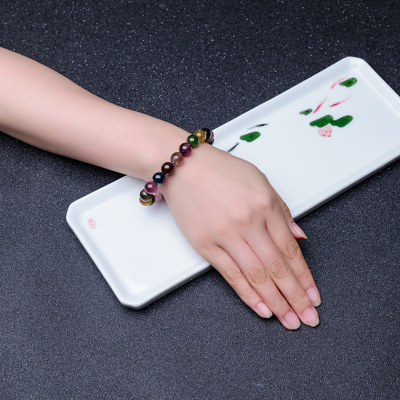 巴西碧玺单圈手串-红掌柜