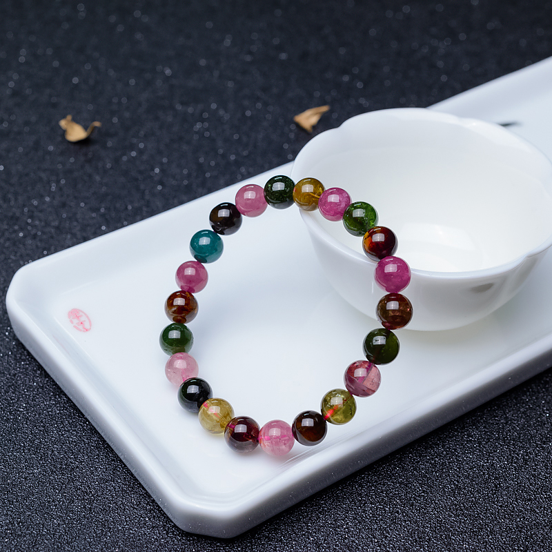 8.5mm彩虹碧玺单圈手串-红掌柜