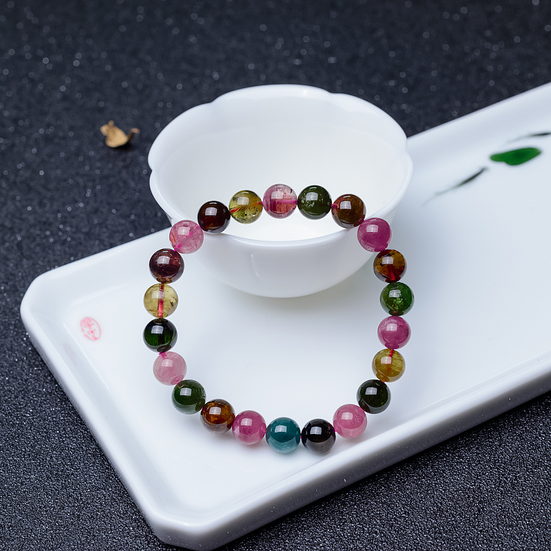 8.5mm彩虹碧玺手串-红掌柜