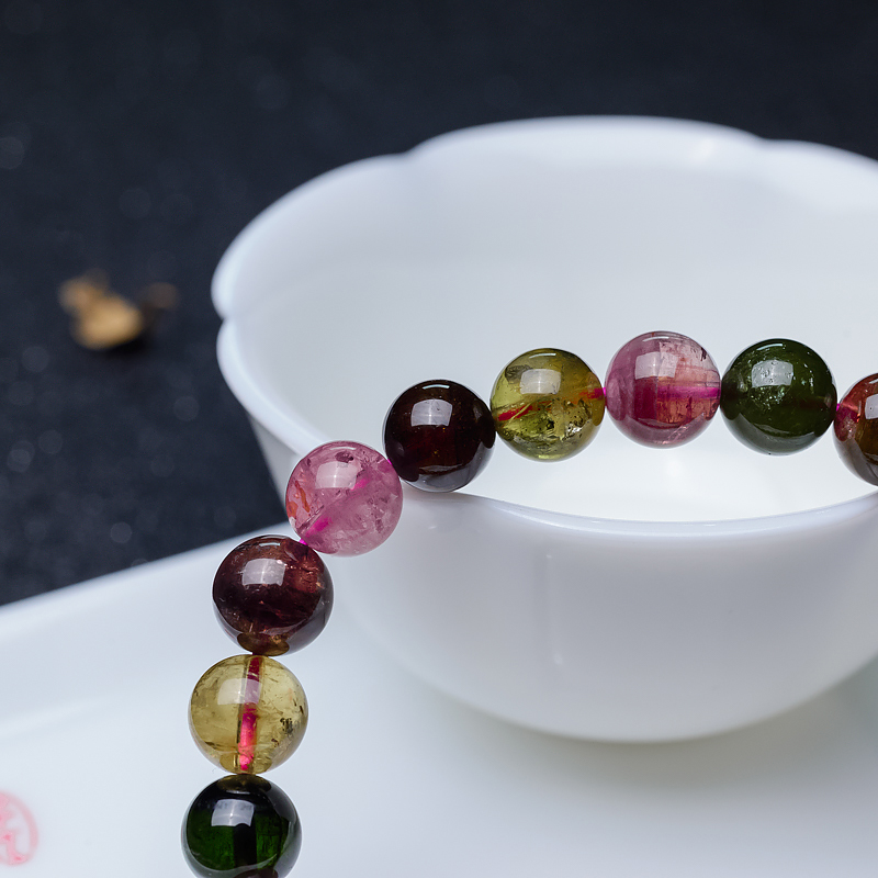 天然碧玺单圈手串-红掌柜