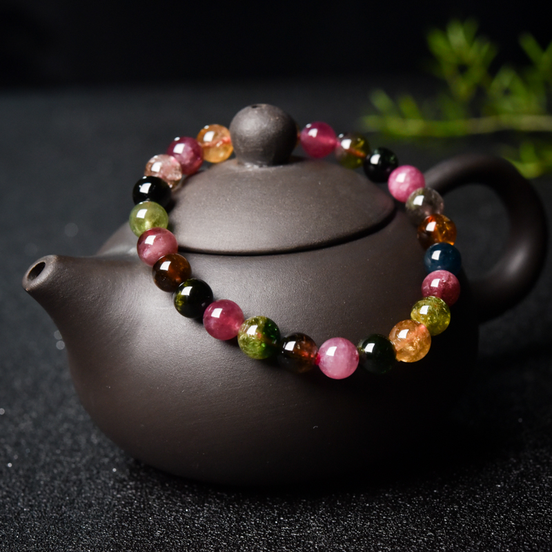 7mm彩虹碧玺单圈手串-红掌柜