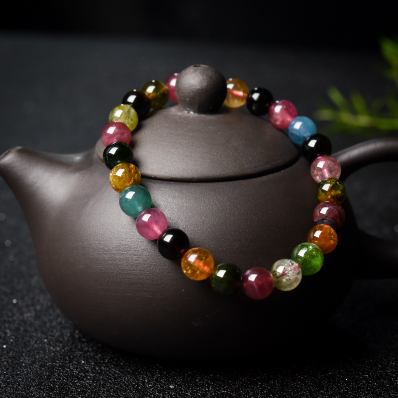 7mm彩虹碧玺单圈手串-红掌柜