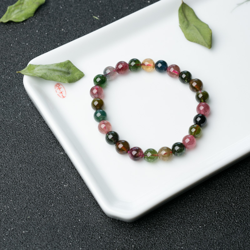 7mm彩虹碧玺单圈手串-红掌柜