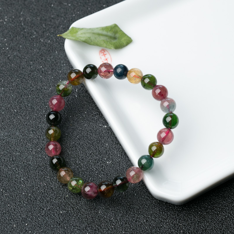 彩虹碧玺单圈手串-红掌柜