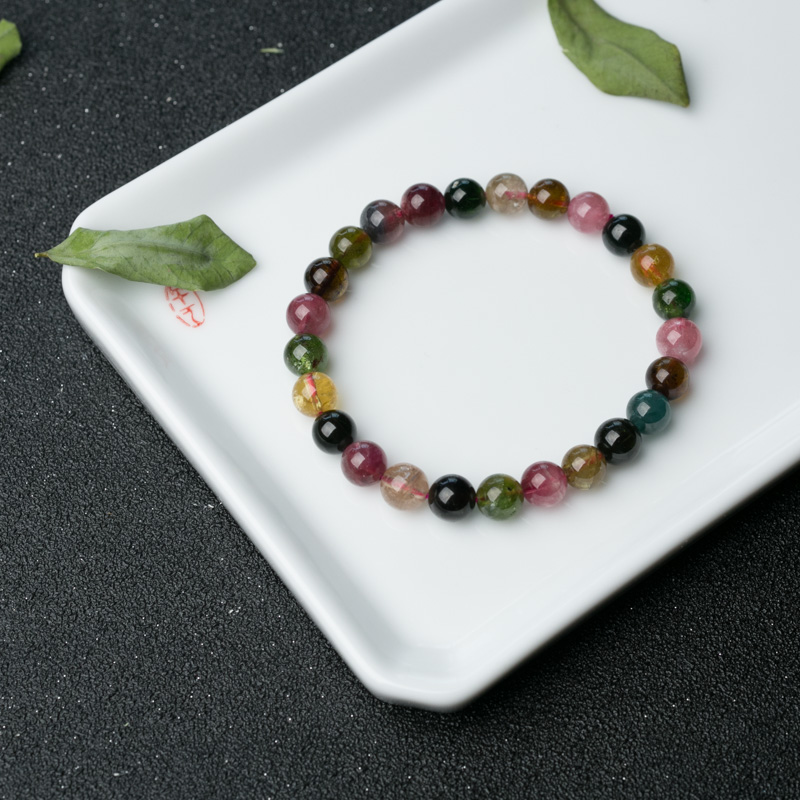 7mm彩虹碧玺单圈手串-红掌柜