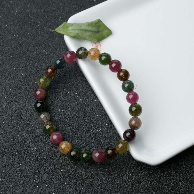 彩虹碧玺单圈手串-红掌柜