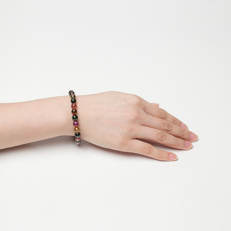 彩虹碧玺单圈手串-红掌柜