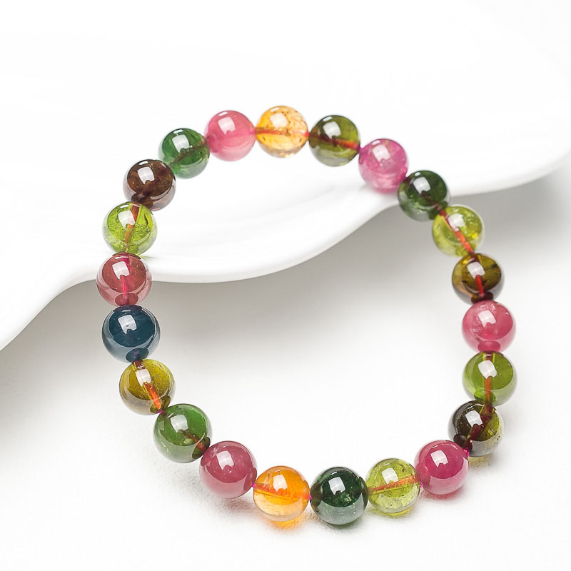 彩虹碧玺单圈手串-红掌柜