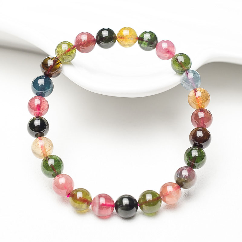 7mm彩虹碧玺单圈手串-红掌柜