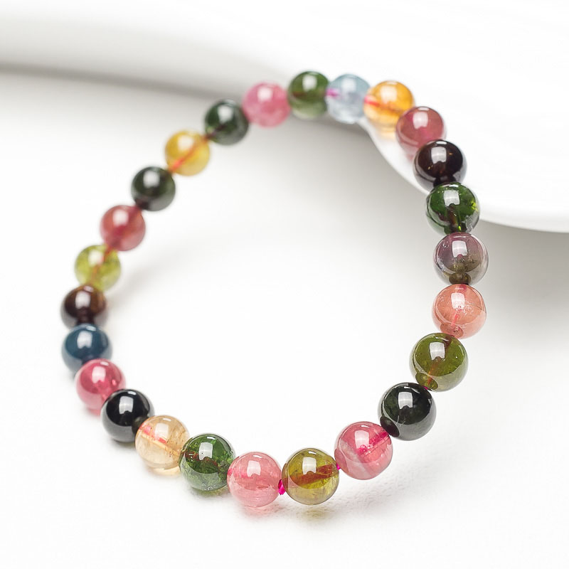 彩虹碧玺单圈手串-红掌柜