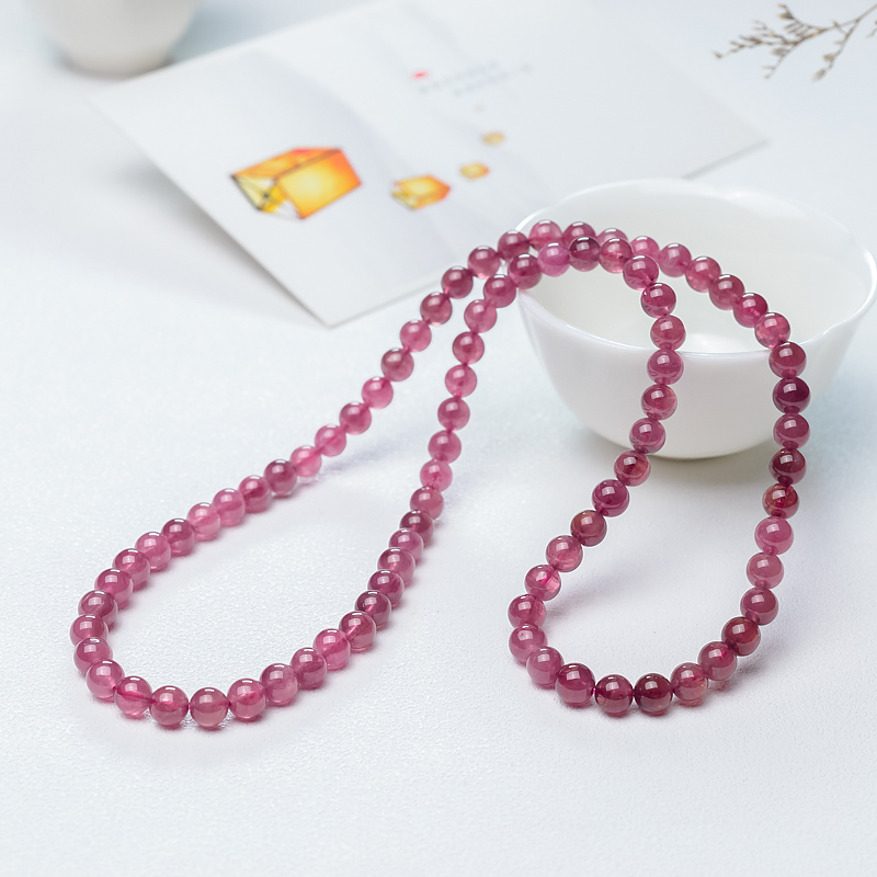 6.5mm玫红碧玺多圈手串-红掌柜