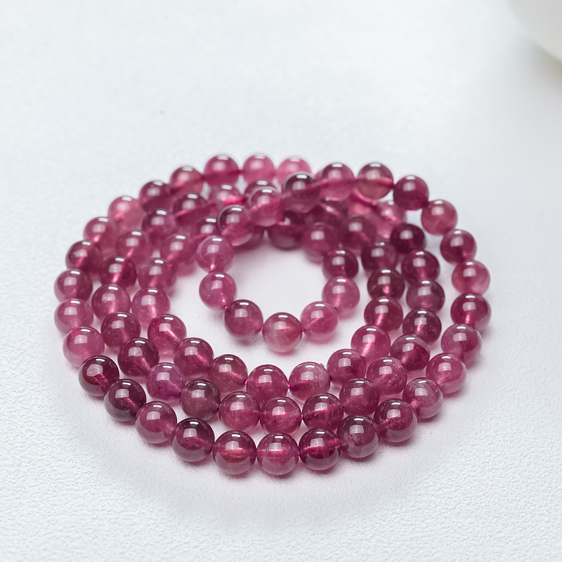 玫红碧玺手串-红掌柜