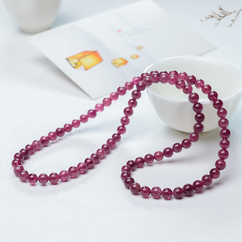 6.5mm玫红碧玺多圈手串-红掌柜