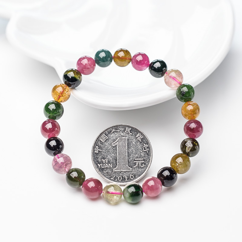 彩虹碧玺手串-红掌柜