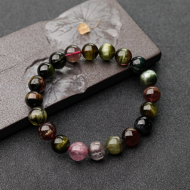 巴西天然猫眼碧玺手串-红掌柜