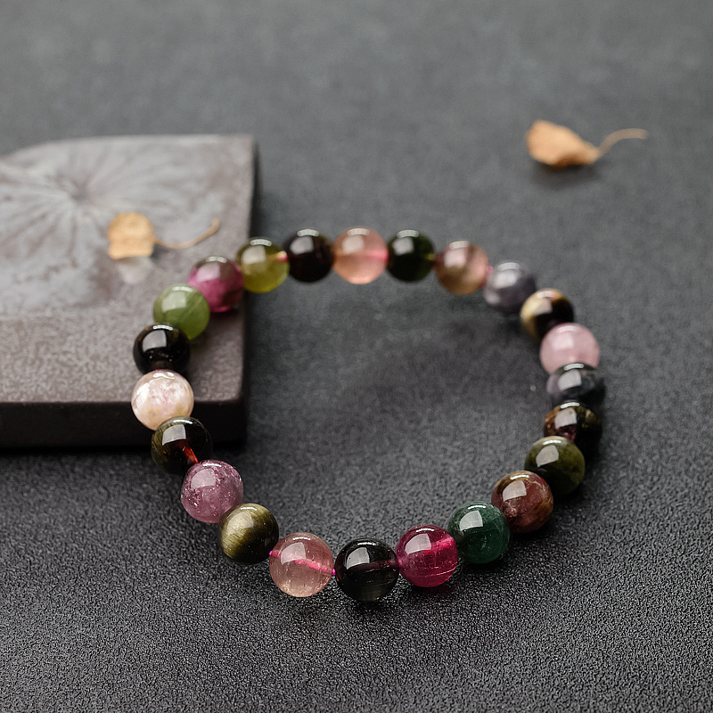 巴西天然猫眼彩虹碧玺手串-红掌柜