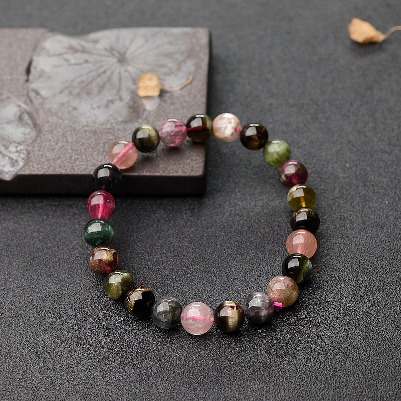 天然猫眼彩虹碧玺手串-红掌柜