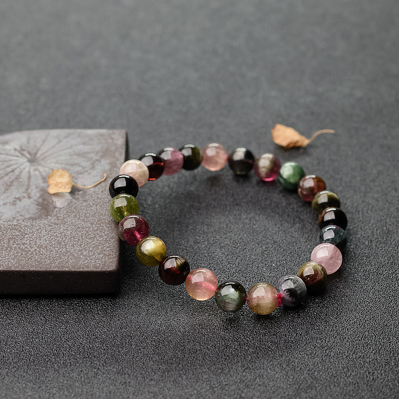 巴西猫眼彩虹碧玺手串-红掌柜