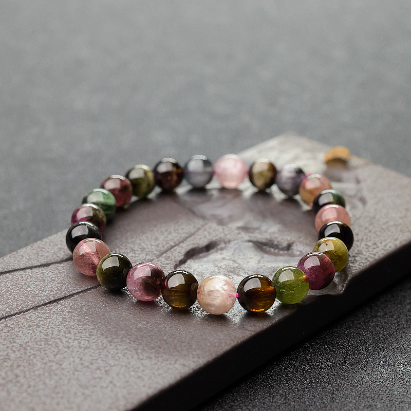 巴西天然彩虹碧玺手串-红掌柜