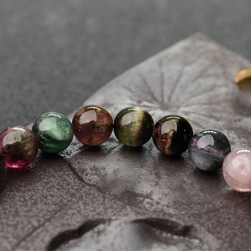 巴西天然猫眼碧玺手串-红掌柜