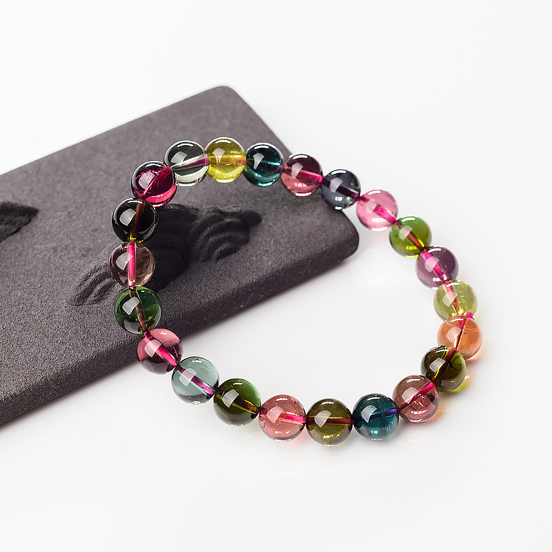 天然巴西8mm彩虹碧玺手串-红掌柜