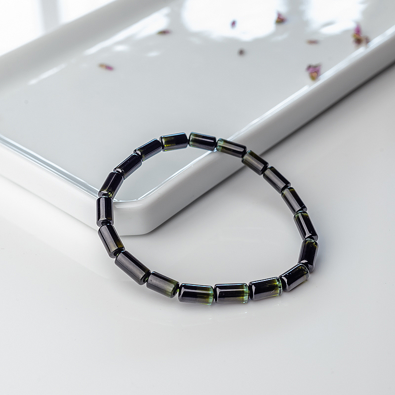 双色碧玺单圈手串-红掌柜