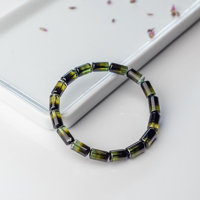 双色碧玺单圈手串-红掌柜