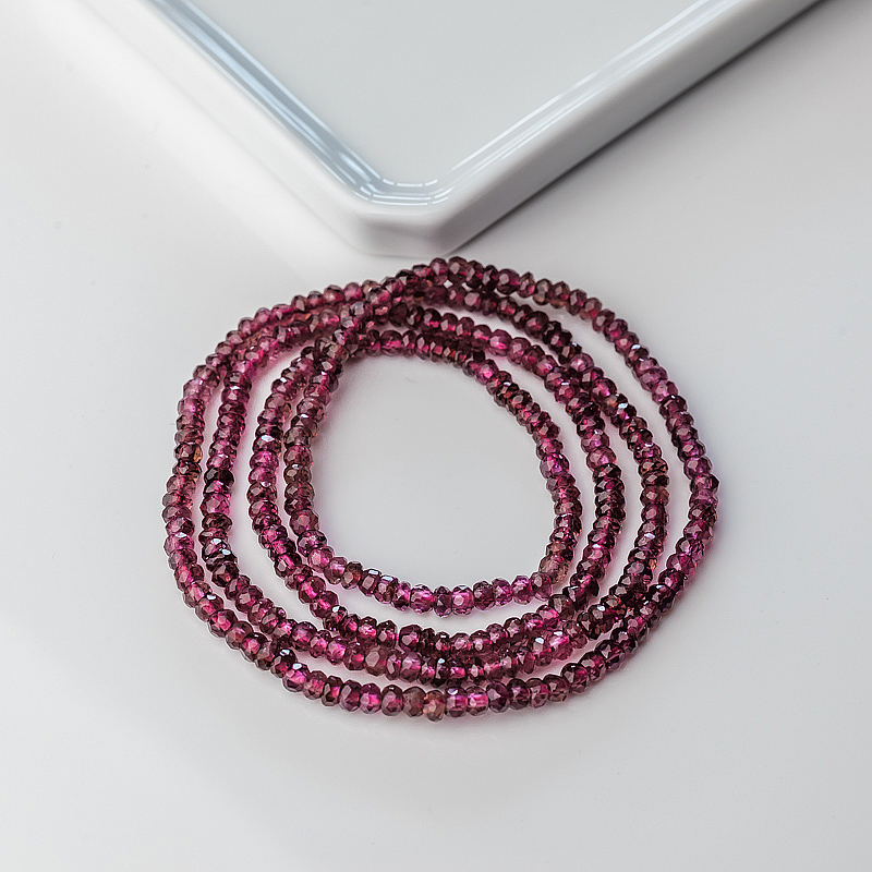 天然粉色碧玺碟珠多圈手串-红掌柜