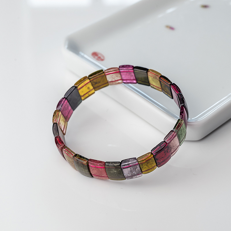 彩色碧玺单圈手串-红掌柜