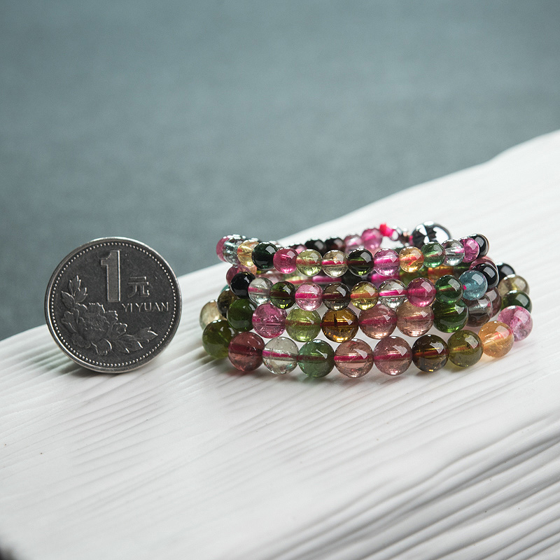 巴西天然彩虹碧玺项链-红掌柜