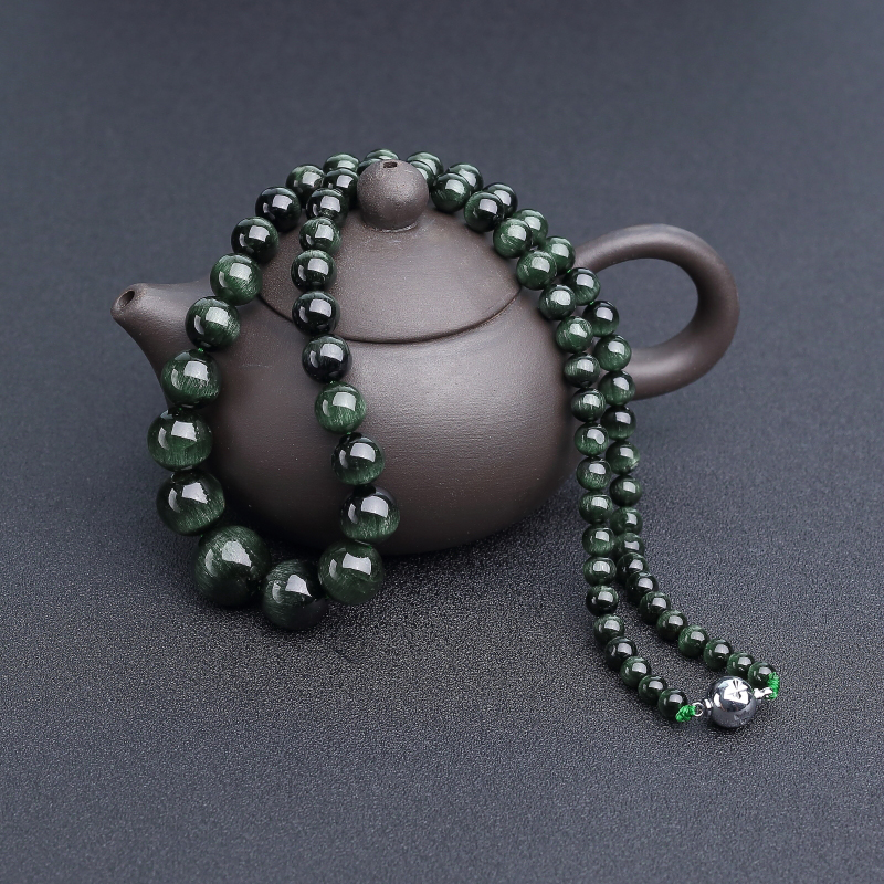 天然蓝绿猫眼碧玺塔链-红掌柜