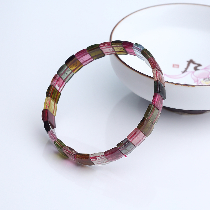 天然彩虹碧玺手串-红掌柜