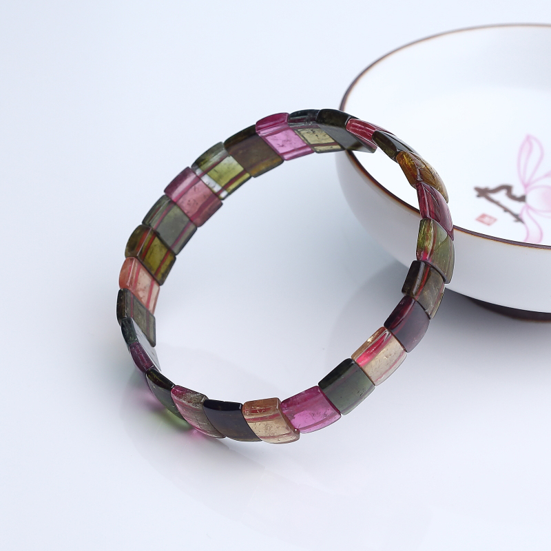 天然彩虹碧玺手串-红掌柜