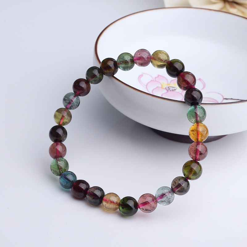 巴西彩虹碧玺单圈手串-红掌柜