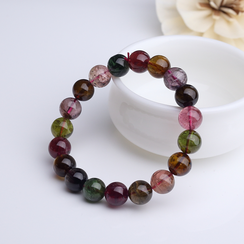 巴西彩虹碧玺单圈手串-红掌柜