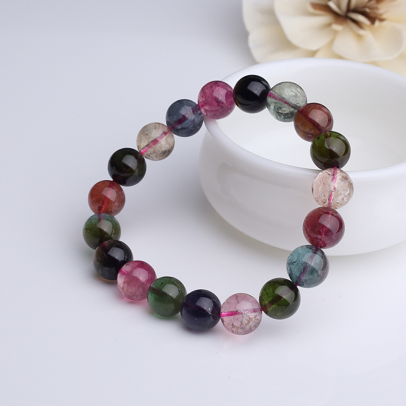 巴西彩虹碧玺单圈手串-红掌柜