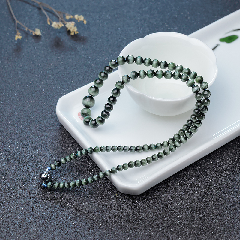 天然蓝绿猫眼碧玺塔链-红掌柜