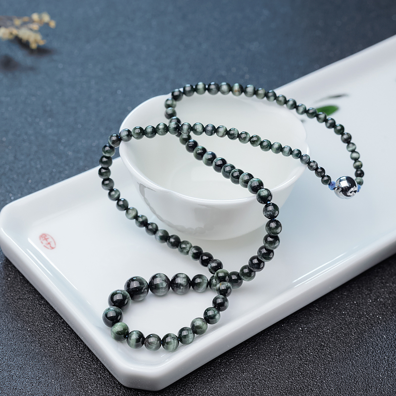 巴西蓝绿猫眼碧玺塔链-红掌柜