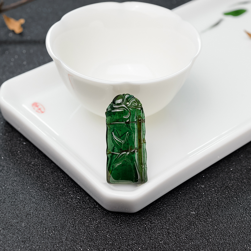 绿色碧玺竹节吊坠-红掌柜