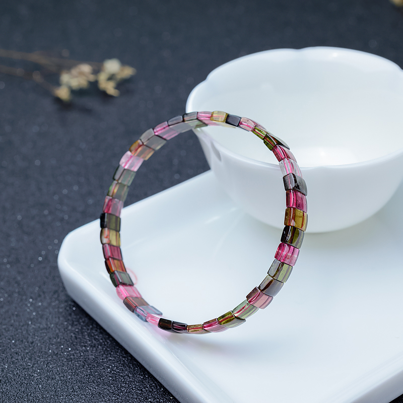 彩虹碧玺单圈手串-红掌柜