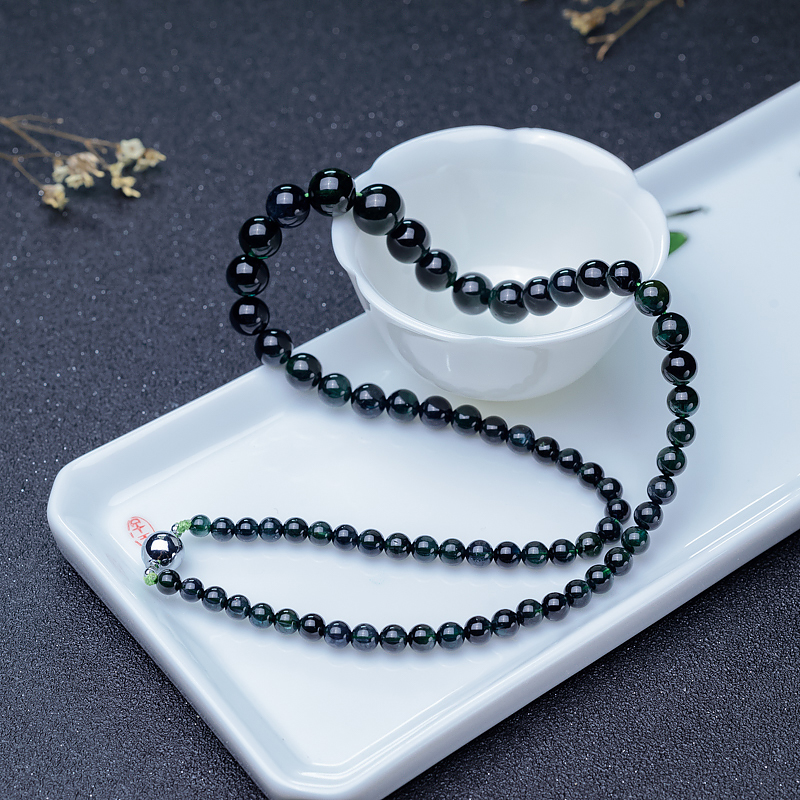 天然深蓝色碧玺塔链-红掌柜