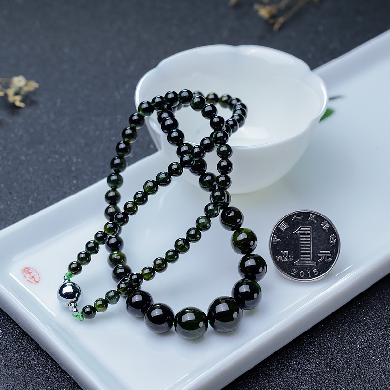 巴西天然碧玺塔链-红掌柜