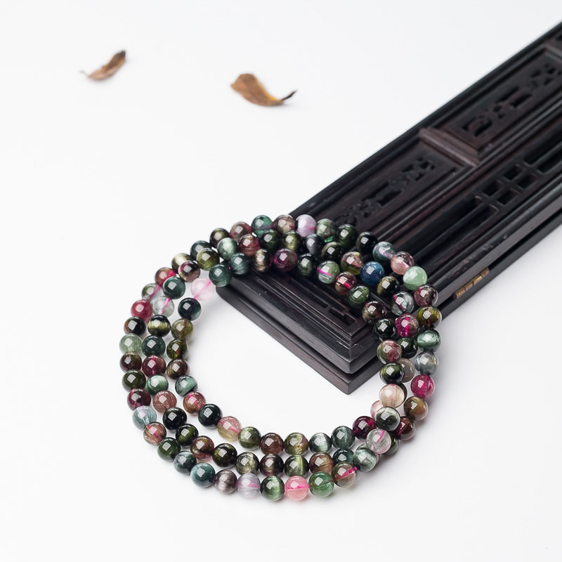 彩虹猫眼碧玺项链-红掌柜