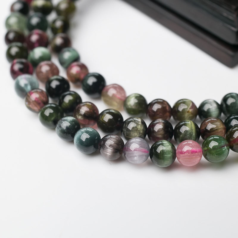 天然彩虹猫眼碧玺项链-红掌柜