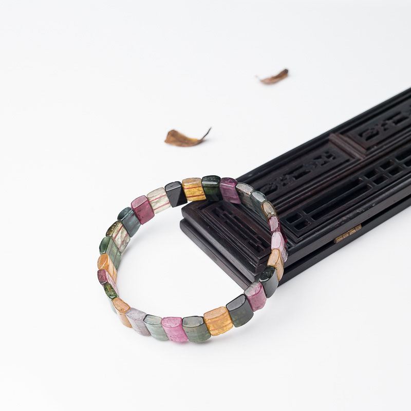 天然彩虹碧玺手串-红掌柜