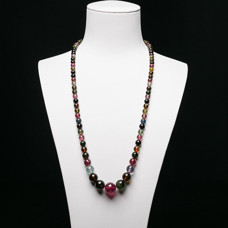 巴西天然彩虹碧玺塔链-红掌柜