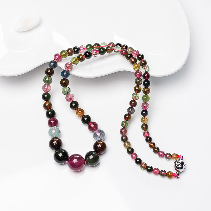 巴西天然碧玺塔链-红掌柜