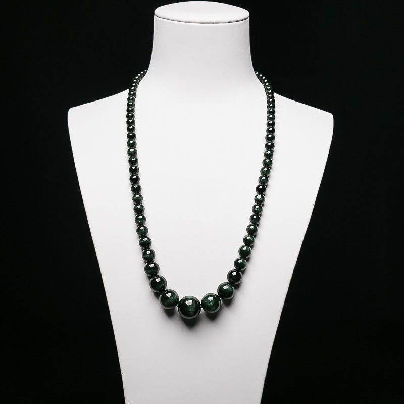 巴西天然蓝绿猫眼碧玺塔链-红掌柜