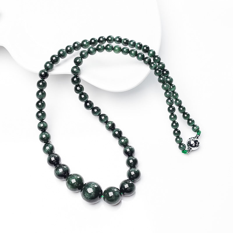 巴西蓝绿猫眼碧玺塔链-红掌柜