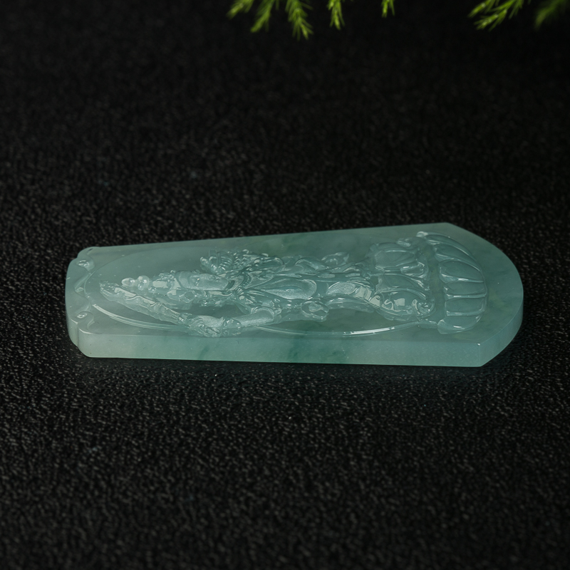 缅甸糯种飘花翡翠虚空藏菩萨吊坠-红掌柜